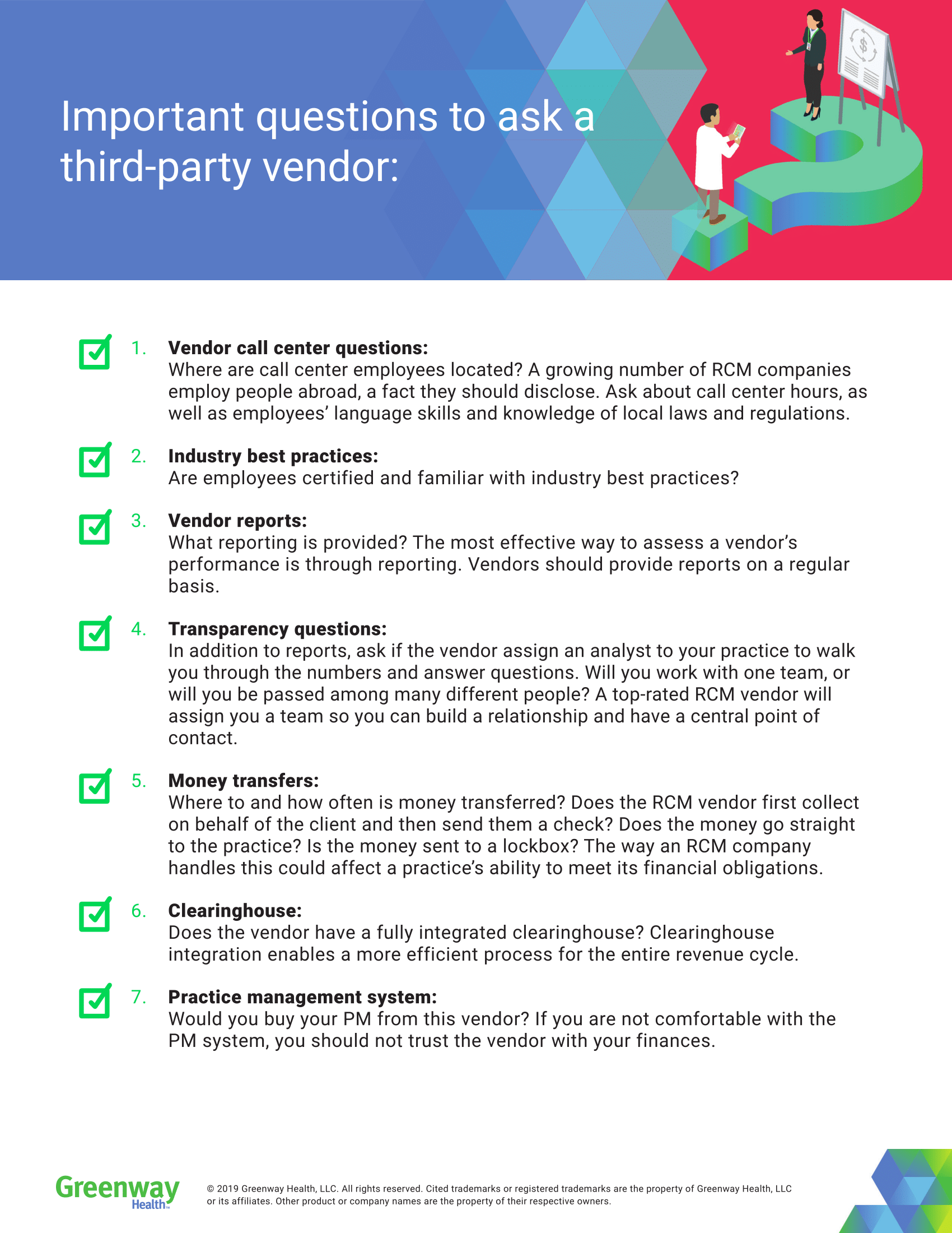 Questions to help you assess an RCM vendor Greenway Health