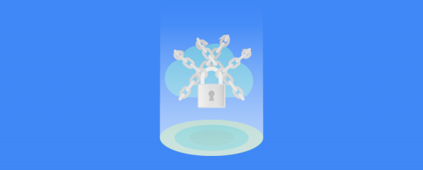 Cloud protected by chains and a lock. Illustration.