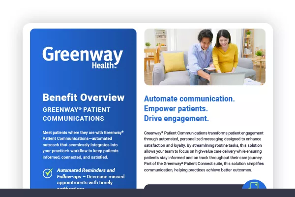 preview of the benefit overview outlining Greenway Patient Communications