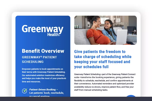 preview of Greenway Patient Scheduling benefit overview