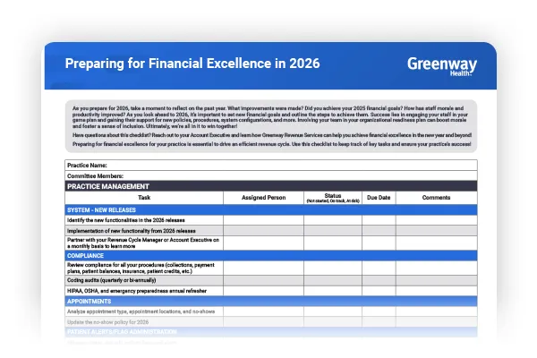 preview of a financial excellence checklist PDF