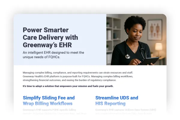 preview of a PDF brochure for FQHC practices