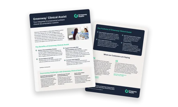 2 pages of the greenway clinical assist brochure