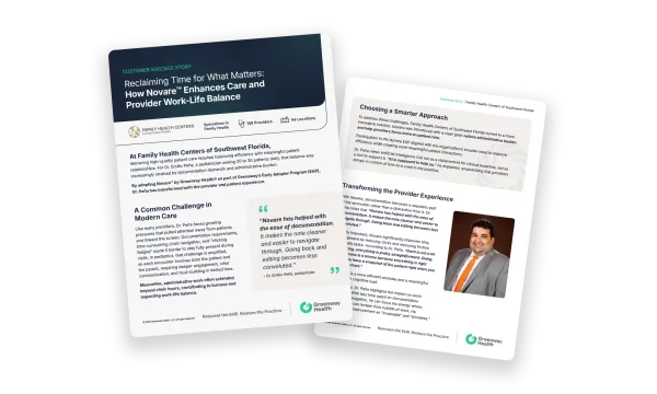 image of 2 pages of a success story on a plain background