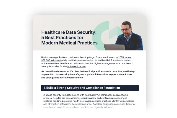 preview image of a resource title Healthcare Data Security: 5 Best Practices for Modern Medical Practices