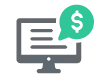 Computer icon with a money sign in a speech bubble