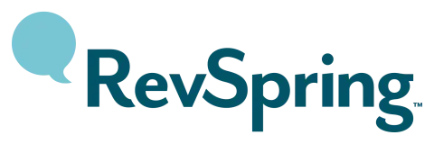 logo of a speech bubble and the words REvSpring in dark green