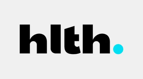 large hlth letters in black with a bright blue period at the end