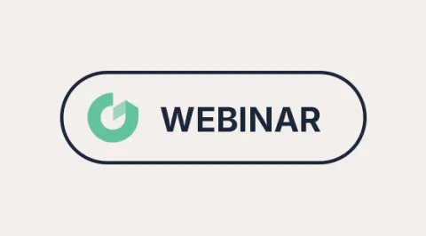 a button shape with the Greenway G logo with the word Webinar