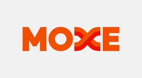 the word MOXE in all caps in an orange color